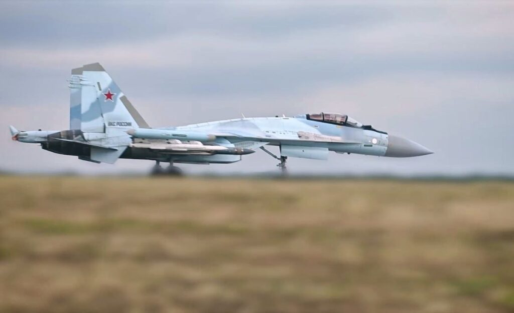 Su-35 multirole fighter jet of the Russian Air Force.